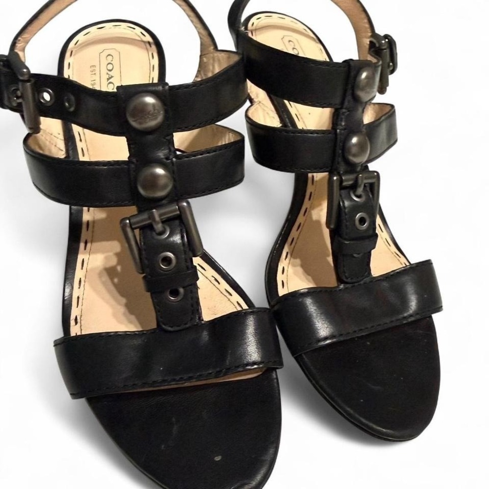 Coach Black Leather Heels‎ Size 8.5 B